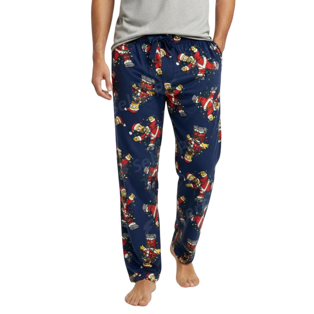 The Simpsons Homer Christmas Lights Blue Pajama Pants Men’s Size XLarge New